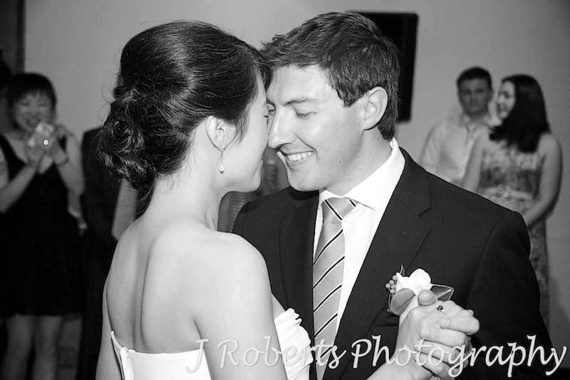 B&W f bride and groom dancing - wedding photography sydney